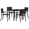vidaXL Tuin eettafelset 5 pcs Zwart Gepoedercoat staal