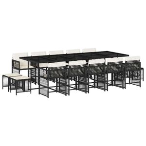 vidaXL 15-delige Tuinset met kussens poly rattan zwart