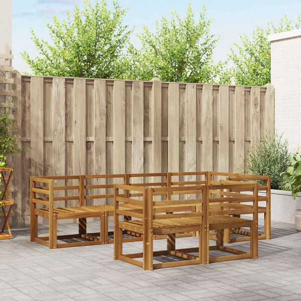 vidaXL Buiten bankenset met kussen 7 pcs Natuurlijk en Antraciet