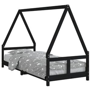 vidaXL Kinderbedframe 80x200 cm massief grenenhout zwart
