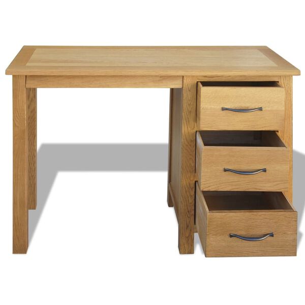 vidaXL Bureau met 3 lades 106x40x75 cm massief eikenhout