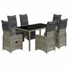 vidaXL 7-delige Bistroset met kussens poly rattan grijs