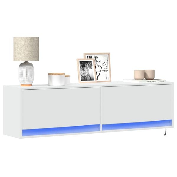 vidaXL Tv-wandmeubel met LED-verlichting 140x31x38 cm wit