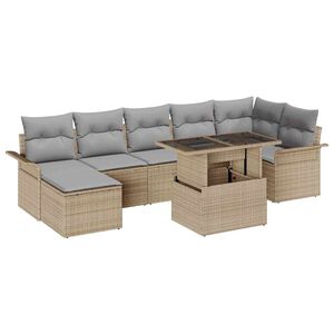 vidaXL Tuin Sofa Set met kussen 8 pcs Beige Poly riet