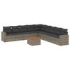 vidaXL 10-delige Loungeset met kussens poly rattan grijs