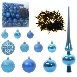 vidaXL Kerstbal Set met 300 LED 120 pcs Blauw Kunststof