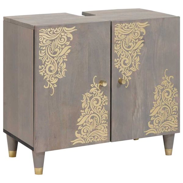 vidaXL Badkamerkastenset Wandgemonteerd 2 pcs Grijs Massief Mango Hout