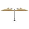 vidaXL Parasol dubbel met stalen paal 600x300 cm taupe