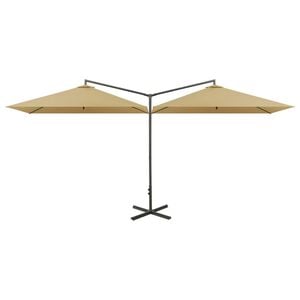 vidaXL Parasol dubbel met stalen paal 600x300 cm taupe