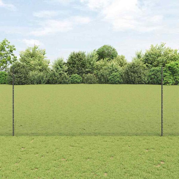 vidaXL Hek met Paal Grijs 1,4 x 25 m Staal en PVC
