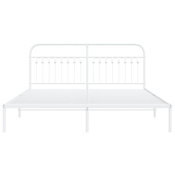 vidaXL Bedframe met hoofdbord metaal wit 183x213 cm