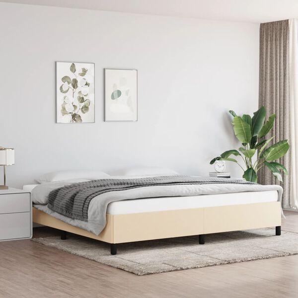 vidaXL Bedframe zonder matras stof cr&egrave;mekleurig 200x200 cm