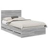 vidaXL Bedframe met lade Grijs Sonoma 120 x 190 cm Ingenieurshout