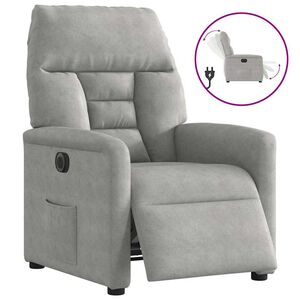 vidaXL Fauteuil verstelbaar elektrisch microvezelstof lichtgrijs