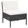 vidaXL 5-delige Loungeset met kussens poly rattan zwart