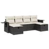 vidaXL 6-delige Loungeset met kussens poly rattan zwart