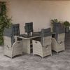 vidaXL 7-delige Tuinset met kussens poly rattan grijs