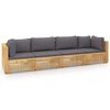 vidaXL 4-delige Loungeset met kussens massief teakhout