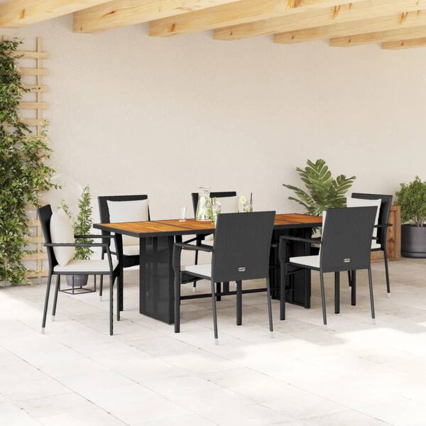 vidaXL 9-delige Tuinset poly rattan zwart