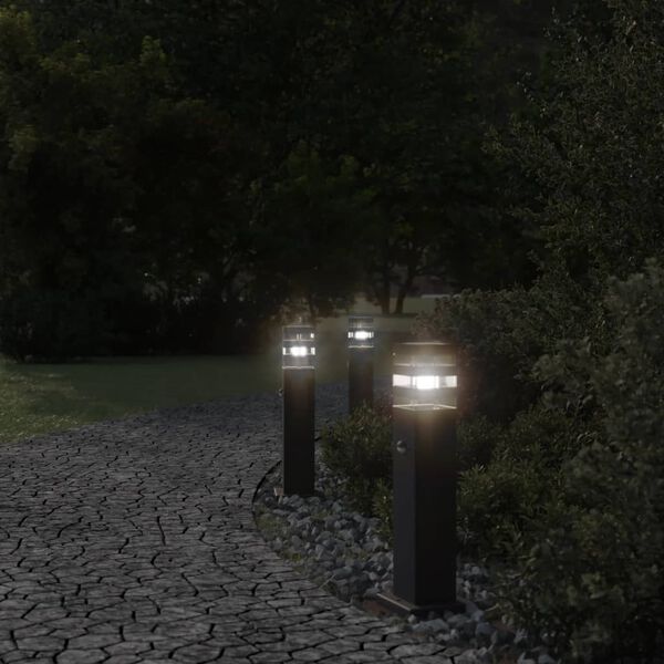 vidaXL Vloerlampen voor buiten 3 st met sensor 50 cm aluminium zwart