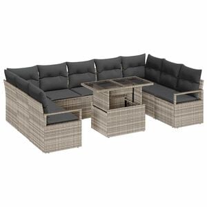 vidaXL Tuin Sofa Set met kussen 10 pcs Lichtgrijs poly rattan