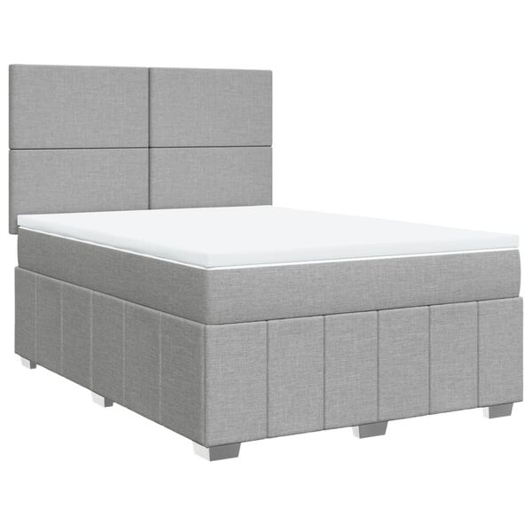 vidaXL Boxspring met matras stof lichtgrijs 140x190 cm