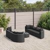 vidaXL 9-delige Loungeset met kussens poly rattan zwart