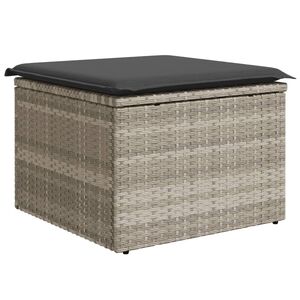 vidaXL Tuinkruk met kussen 55x55x37 cm poly rattan lichtgrijs