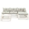 vidaXL 5-delige Loungeset met beige kussens pallet hout