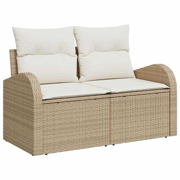 vidaXL Tuin Sofa Set met kussen met opslag 6 pcs Beige Poly riet