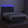 vidaXL Boxspring met matras en LED stof donkergrijs 140x200 cm