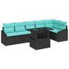 vidaXL Tuin Sofa Set 7 st Zwart en Blauw poly rattan