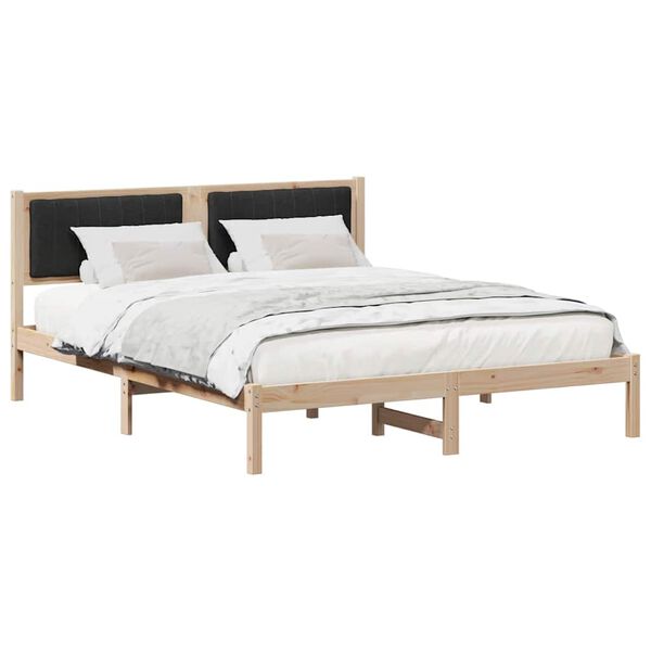 vidaXL Bedframe met Gevoerd Hoofdgedeelte Zwart 160 x 200 cm
