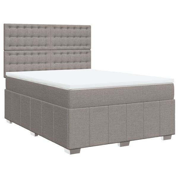 vidaXL Boxspring met matras stof taupe 140x190 cm