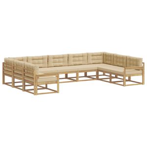 vidaXL Buiten bankenset 9 st 9-zits Wit en Beige