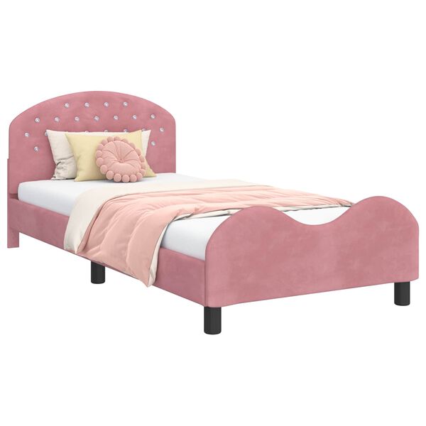 vidaXL Bedframe voor kinderen met hoofdbord Roze 80 x 200 cm Fluweel