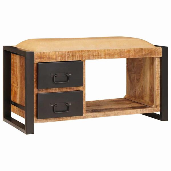 vidaXL Opslagbank met lade Bruin 80 x 35 x 40 cm Massief mangohout
