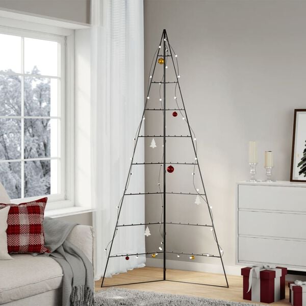 vidaXL Kerstdecoratie kerstboom 210 cm metaal zwart