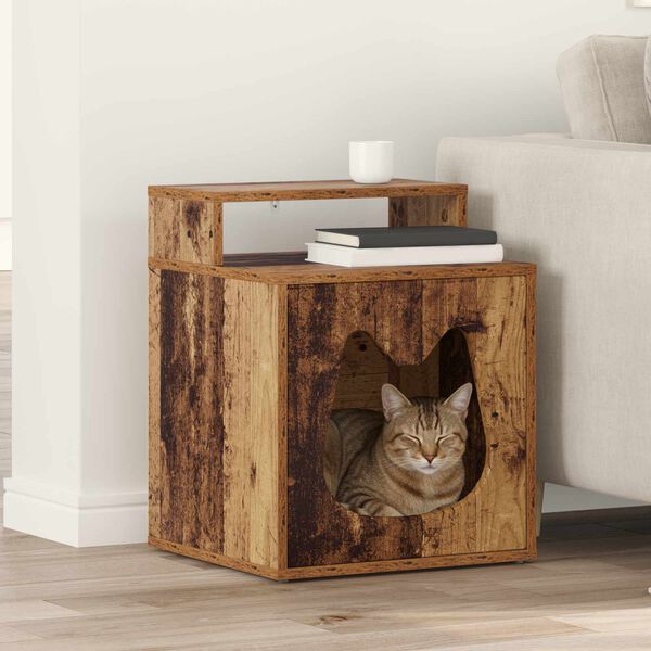vidaXL Kattenhuis Oudhout 42,5 x 40 x 53,5 cm Bewerkt hout
