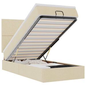 vidaXL Ottoman bed met matras en LED's 100x200cm stof cr&egrave;mekleurig