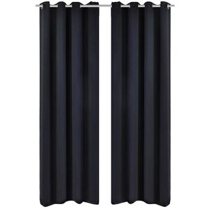 Gordijnen met metalen ringen 135 x 245 cm 2 stuks (zwart)