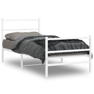 vidaXL Bedframe met hoofd- en voeteneinde&nbsp;metaal wit 90x200 cm