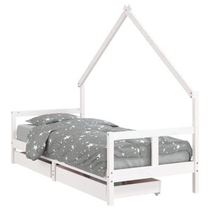 vidaXL Kinderbedframe met lades 80x200 cm massief grenenhout wit