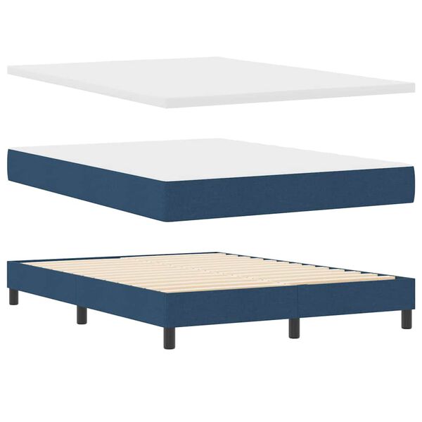 vidaXL Boxspringbed met matras Blauw 200 x 140 cm Polyester
