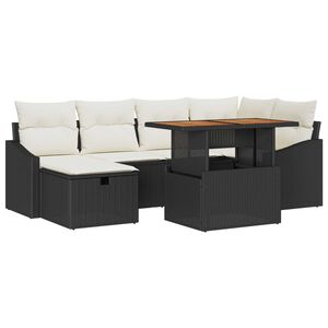 vidaXL Tuin Sofa Set 7 pcs Zwart poly rattan