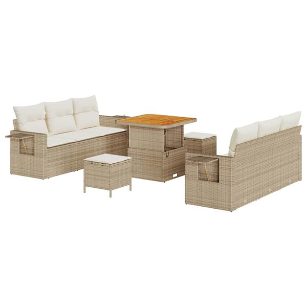 vidaXL Tuin Sofa Set met kussen 9 pcs Beige poly rattan