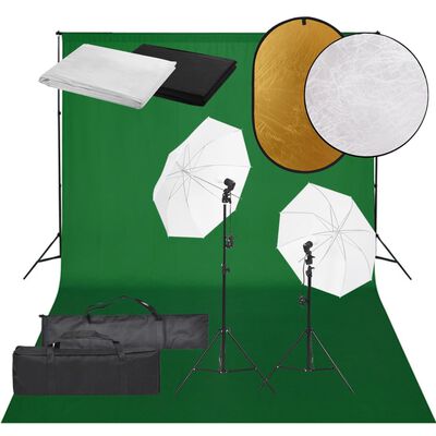vidaXL Fotostudioset met verlichtingsset, achtergrond en reflector