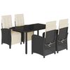 vidaXL 5-delige Tuinset met kussens poly rattan zwart