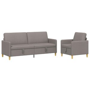 vidaXL Bankenset met opbergruimte 2 st Taupe Polyester