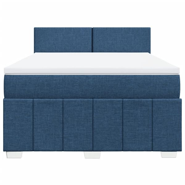 vidaXL Boxspring met matras stof blauw 160x200 cm
